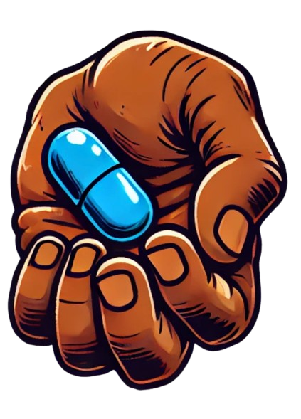Hand holding Blue Pill